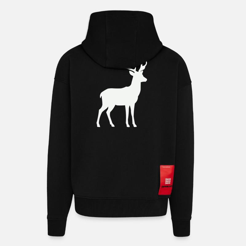 Deer Silhouette - Zip Hoodie - made by SPREAD - SOLID BLACK