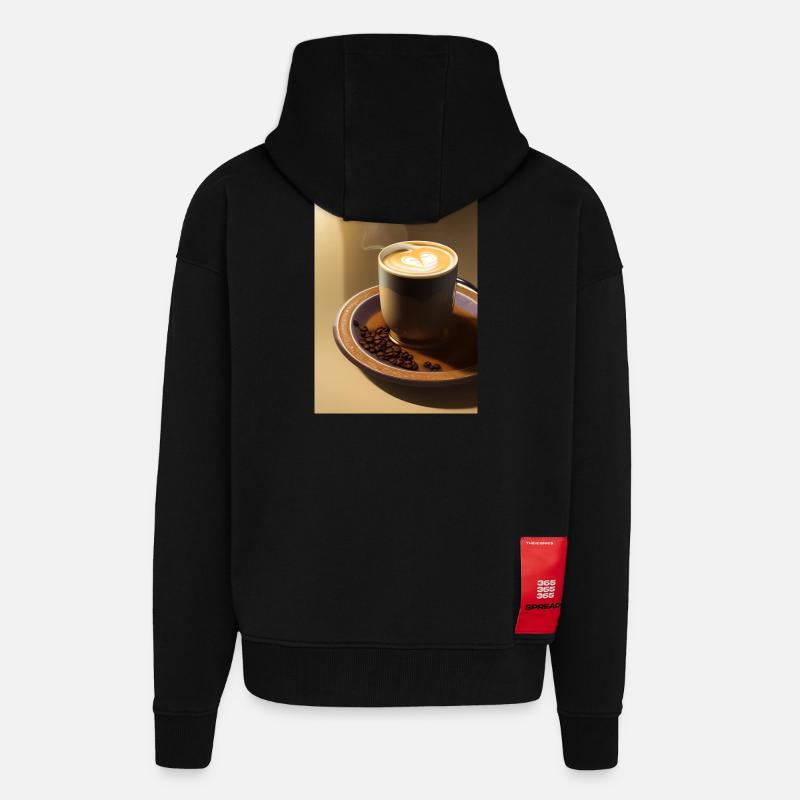 Kaffee, Kaffeebohnen - Zip Hoodie - made by SPREAD - SOLID BLACK
