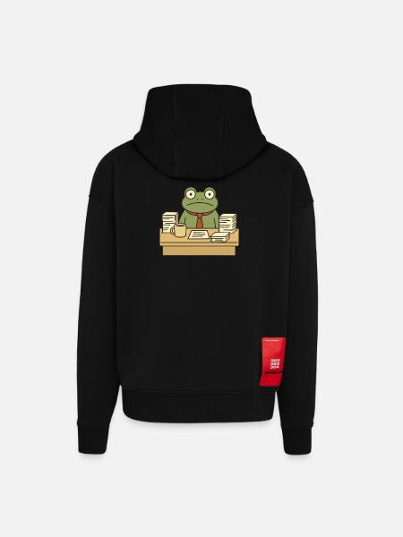 Business Frog - Zip Hoodie - made by SPREAD - SOLID BLACK