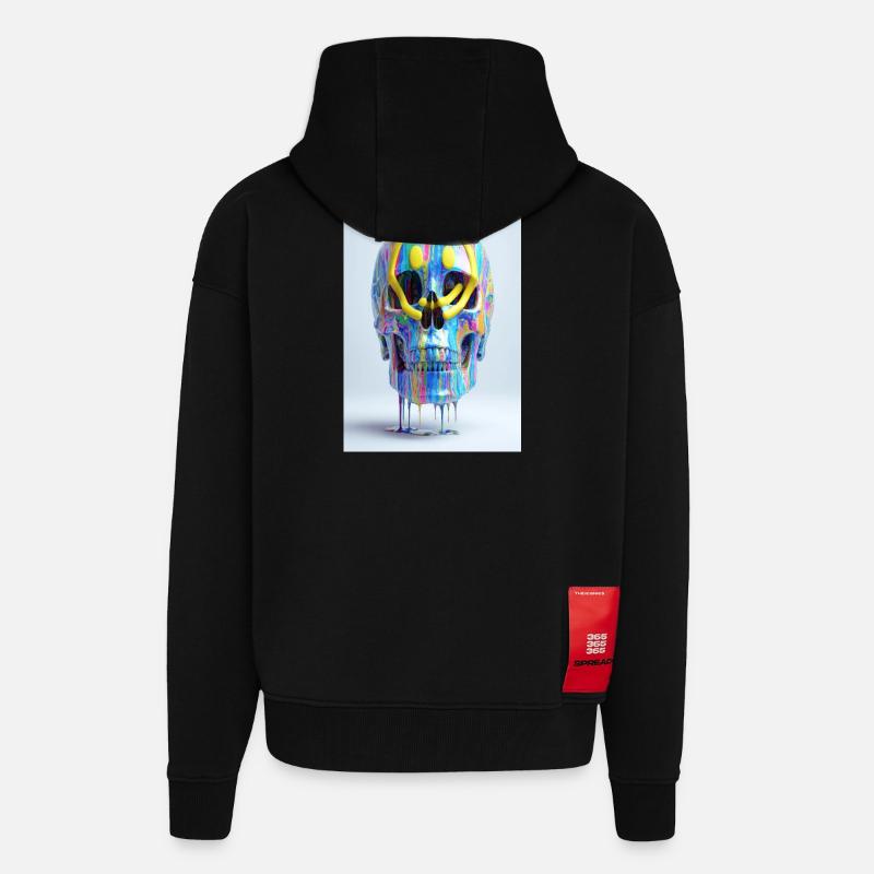 Psychedelic Skull with Smile Goggles - Zip Hoodie - made by SPREAD - SOLID BLACK