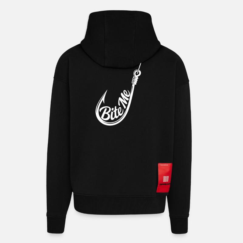 Bite Me Hook Silhouette Tee - Zip Hoodie - made by SPREAD - SOLID BLACK