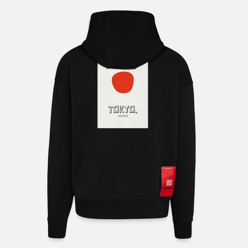 Affiche Tokyo – Déclaration de design moderne - Veste à capuche bio épaisse oversize fabriqué en UE - SOLID BLACK