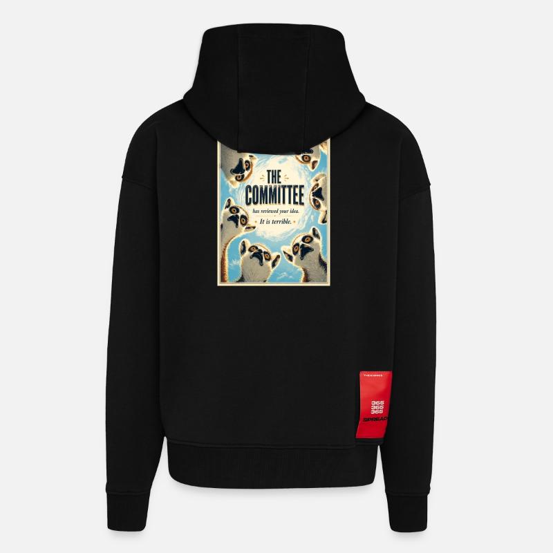 L’affiche des Lémuriens du Comité - Veste à capuche bio épaisse oversize fabriqué en UE - SOLID BLACK