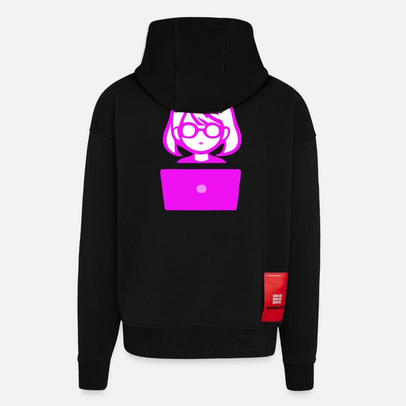 Woman with Computer Programmer Coder - Zip Hoodie - made by SPREAD - SOLID BLACK