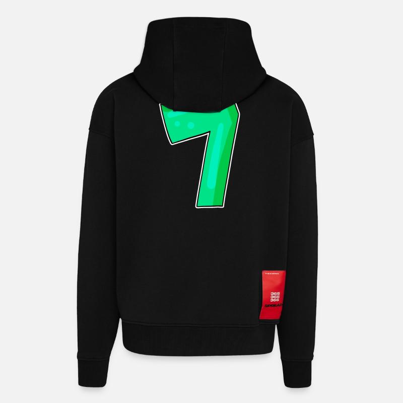 Numéro 7 Numéro Sept - Veste à capuche bio épaisse oversize fabriqué en UE - SOLID BLACK