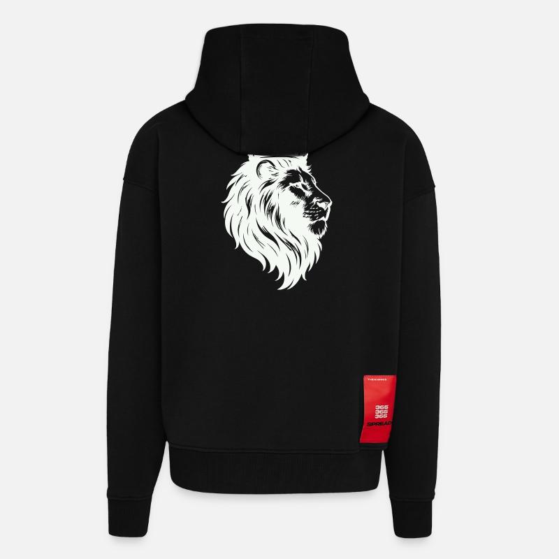 Couronne du Roi Lion - Veste à capuche bio épaisse oversize fabriqué en UE - SOLID BLACK