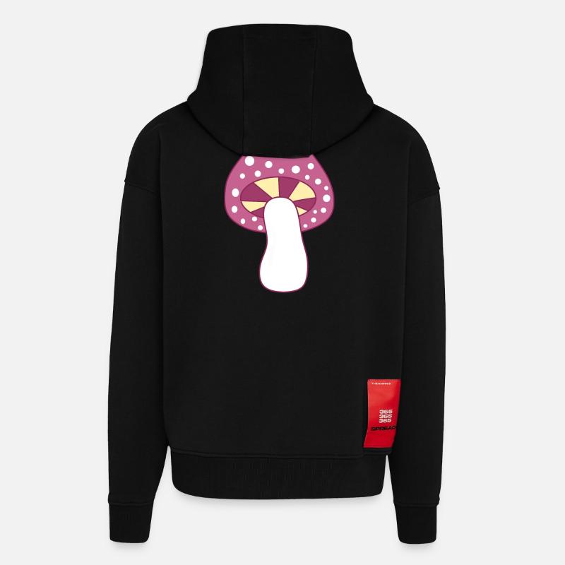 Mushroom fly agaric violet pattern customizable - Zip Hoodie - made by SPREAD - SOLID BLACK