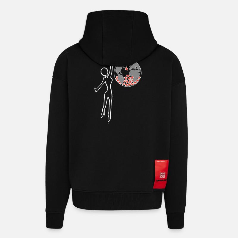 Give love - Zip Hoodie - made by SPREAD - SOLID BLACK