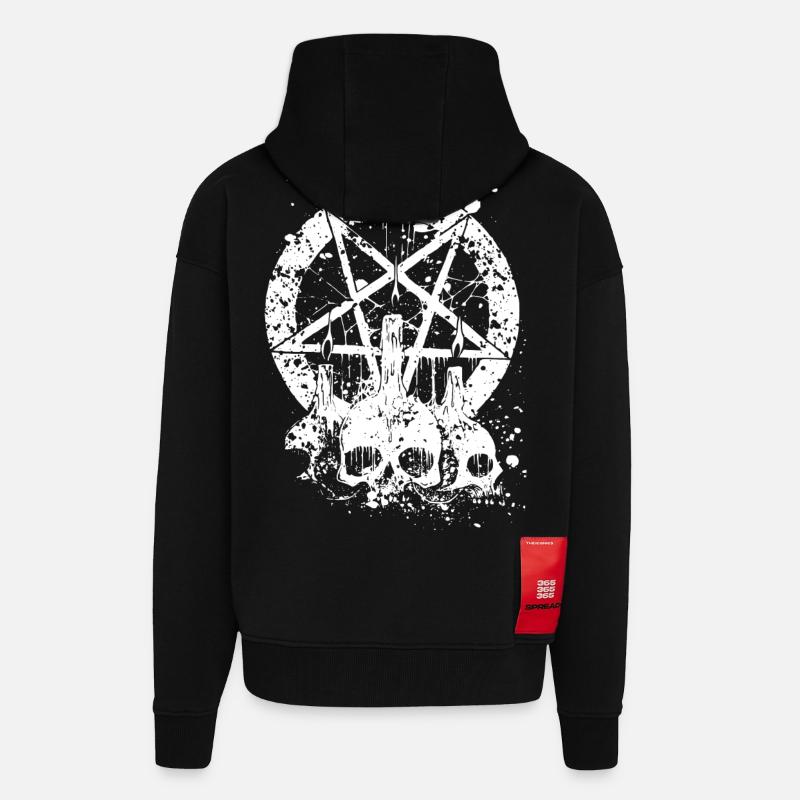 Gothic Skull - Zip Hoodie - made by SPREAD - SOLID BLACK