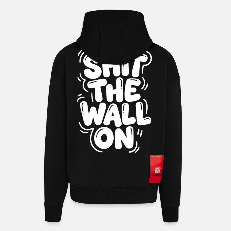 Arrête le mur - Veste à capuche bio épaisse oversize fabriqué en UE - SOLID BLACK
