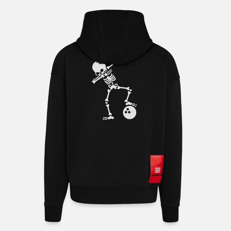 Dab skeleton dabbing bowling ball - Zip Hoodie - made by SPREAD - SOLID BLACK