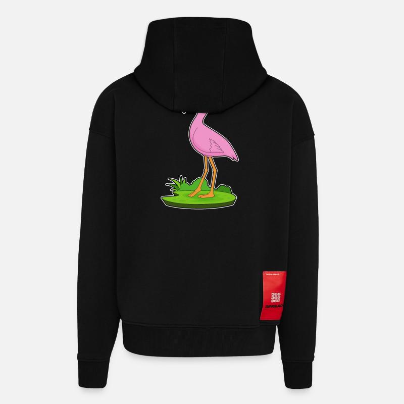 Flamingo Hut - Zip Hoodie - made by SPREAD - SOLID BLACK