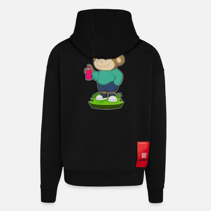 Spray de peintre singe - Veste à capuche bio épaisse oversize fabriqué en UE - SOLID BLACK