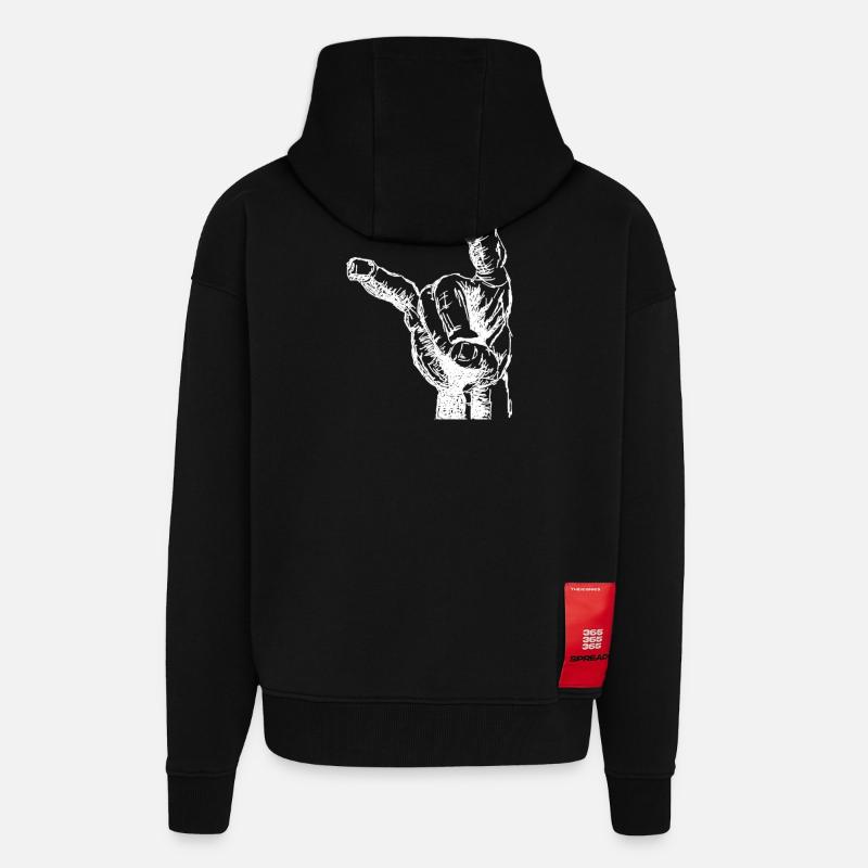 La main de Headbanger - Veste à capuche bio épaisse oversize fabriqué en UE - SOLID BLACK