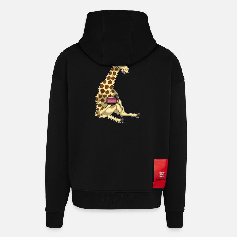 Gâteau d’anniversaire girafe - Veste à capuche bio épaisse oversize fabriqué en UE - SOLID BLACK