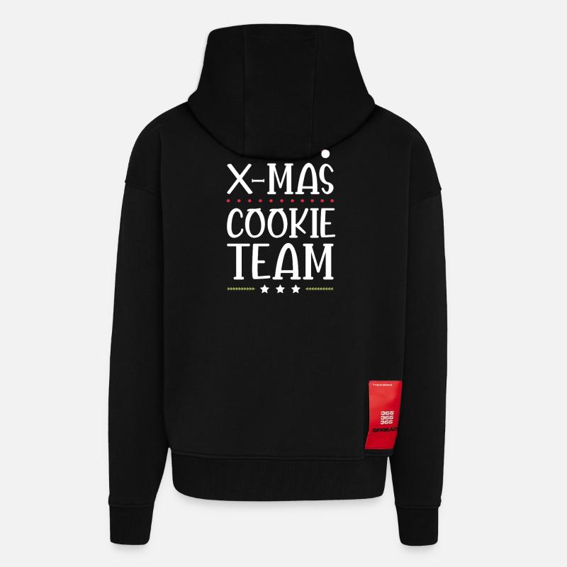L’équipe des biscuits de Noël - Veste à capuche bio épaisse oversize fabriqué en UE - SOLID BLACK