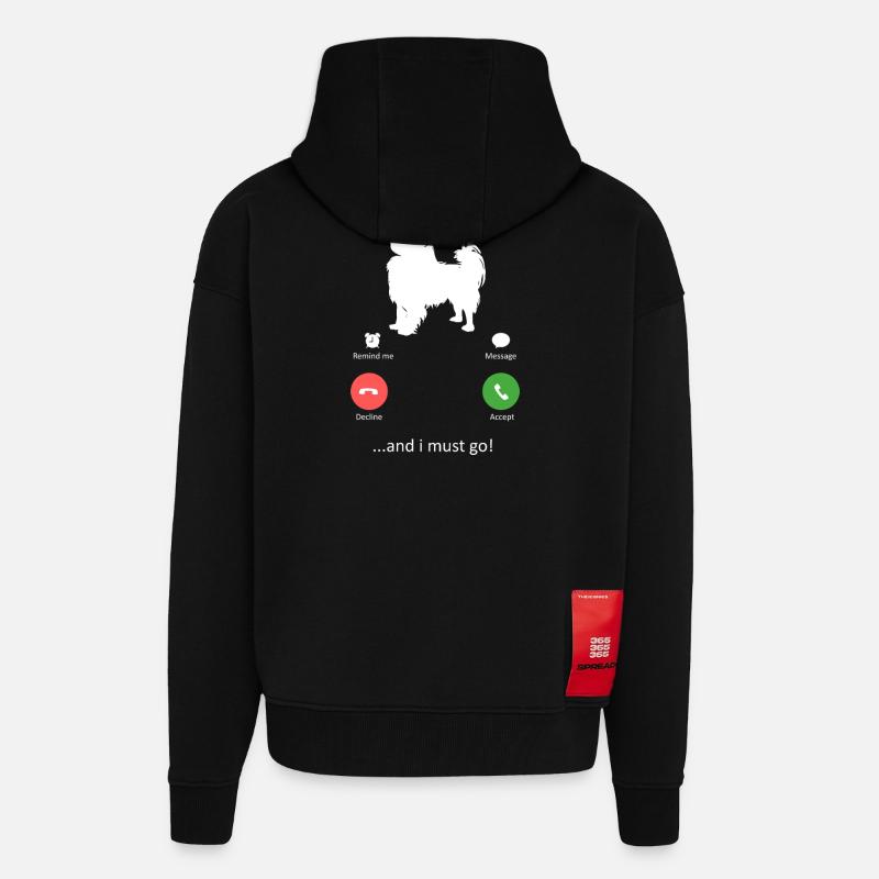 Papillon Dog Calling Smartphone Interface - Zip Hoodie - made by SPREAD - SOLID BLACK