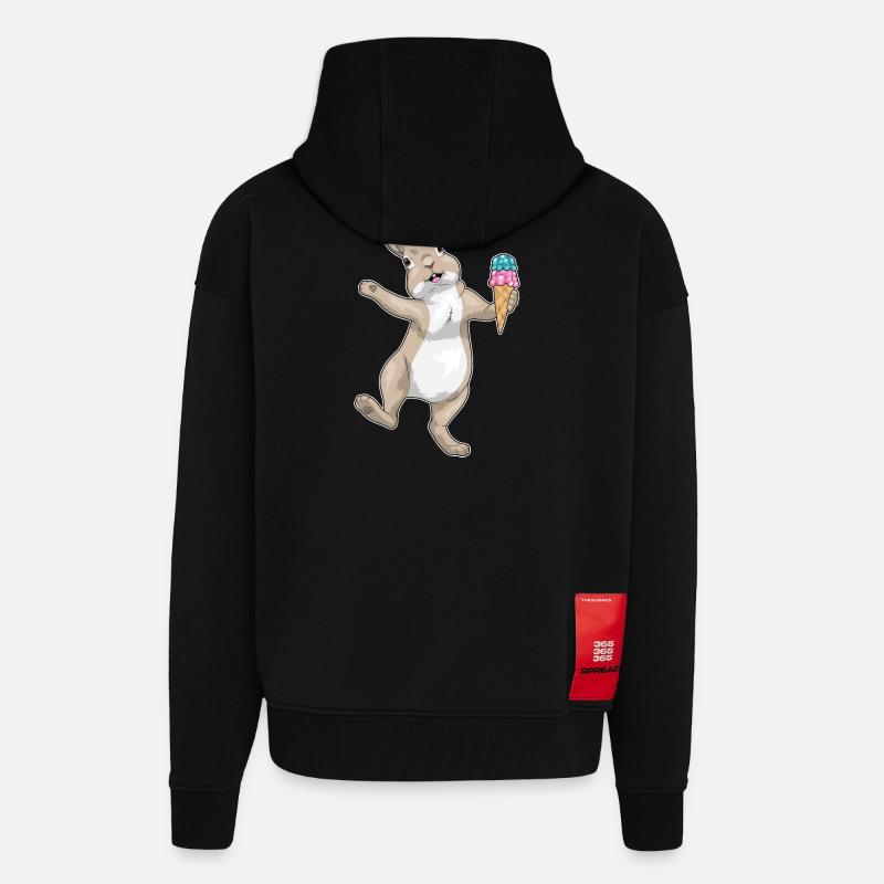 Hase Waffeleis - Zip Hoodie - made by SPREAD - SOLID BLACK