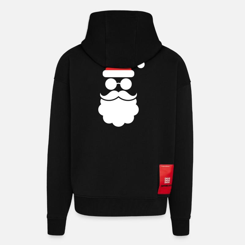 Weihnachtsmann mit Bart Minimal Kopf Design - Zip Hoodie - made by SPREAD - SOLID BLACK