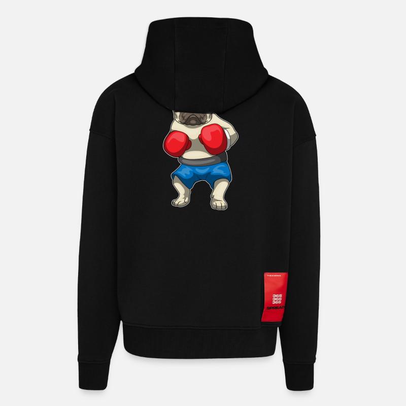 Mops Boxer Boxhandschuhe Boxen - Zip Hoodie - made by SPREAD - SOLID BLACK