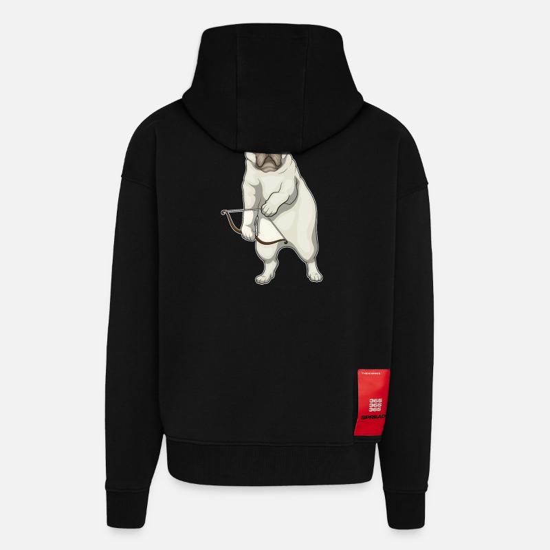 Mops Bogenschütze Bogen - Zip Hoodie - made by SPREAD - SOLID BLACK