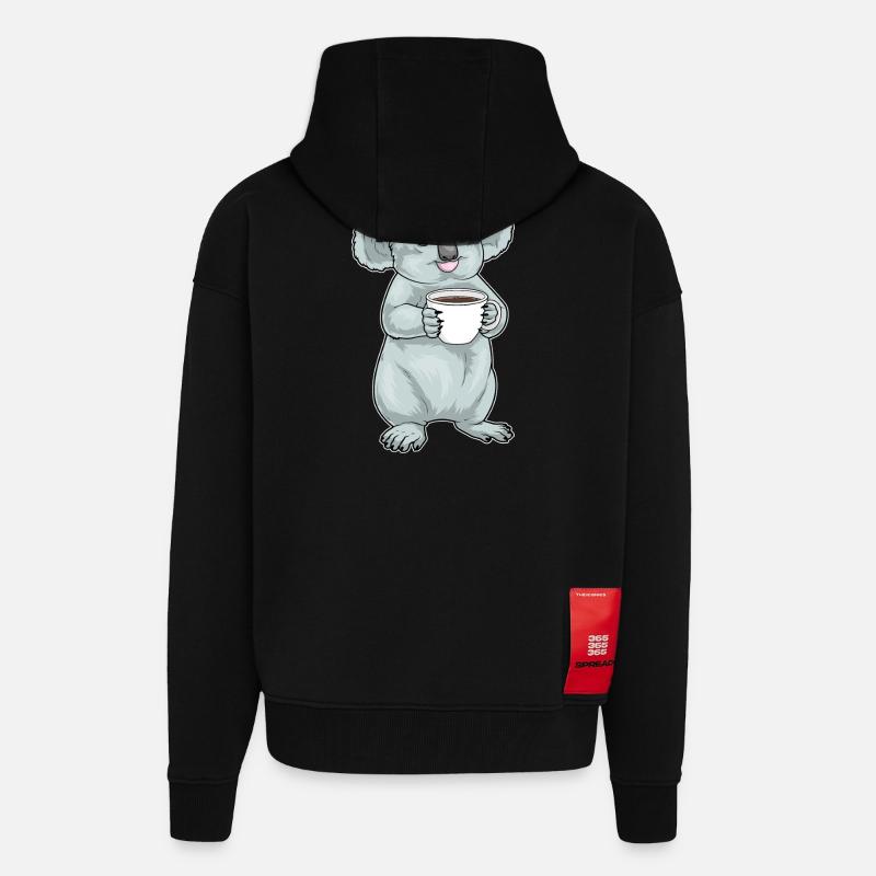 Tasse à café Koala - Veste à capuche bio épaisse oversize fabriqué en UE - SOLID BLACK
