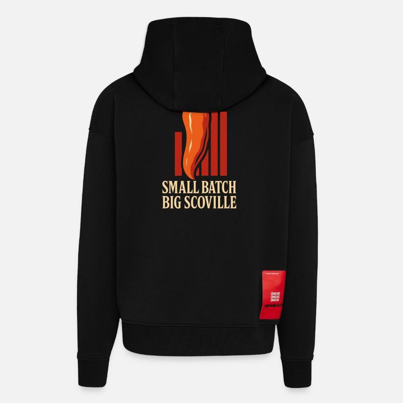 Saucier Pieux Chili Fermenté Épicé - Veste à capuche bio épaisse oversize fabriqué en UE - SOLID BLACK