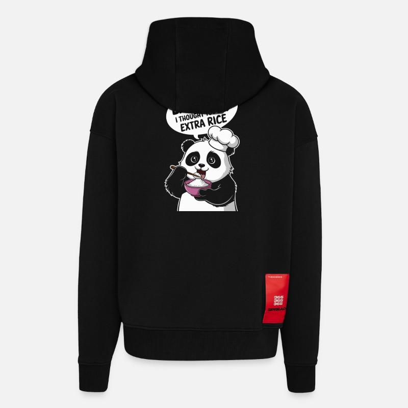 Panda Küchenchef Extra Rice - Zip Hoodie - made by SPREAD - SOLID BLACK