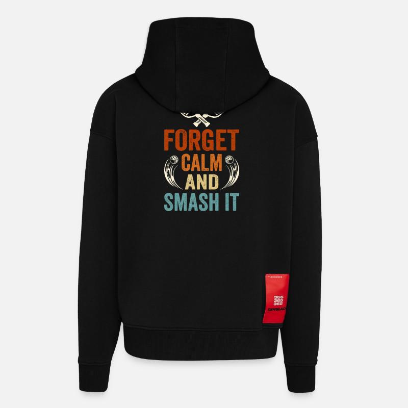 Forget Calm and Smash It - Zip Hoodie - made by SPREAD - SOLID BLACK