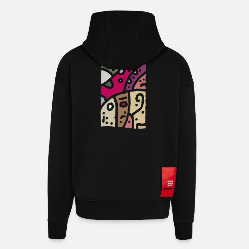 Modèle art - ethno couleur - Veste à capuche bio épaisse oversize fabriqué en UE - SOLID BLACK