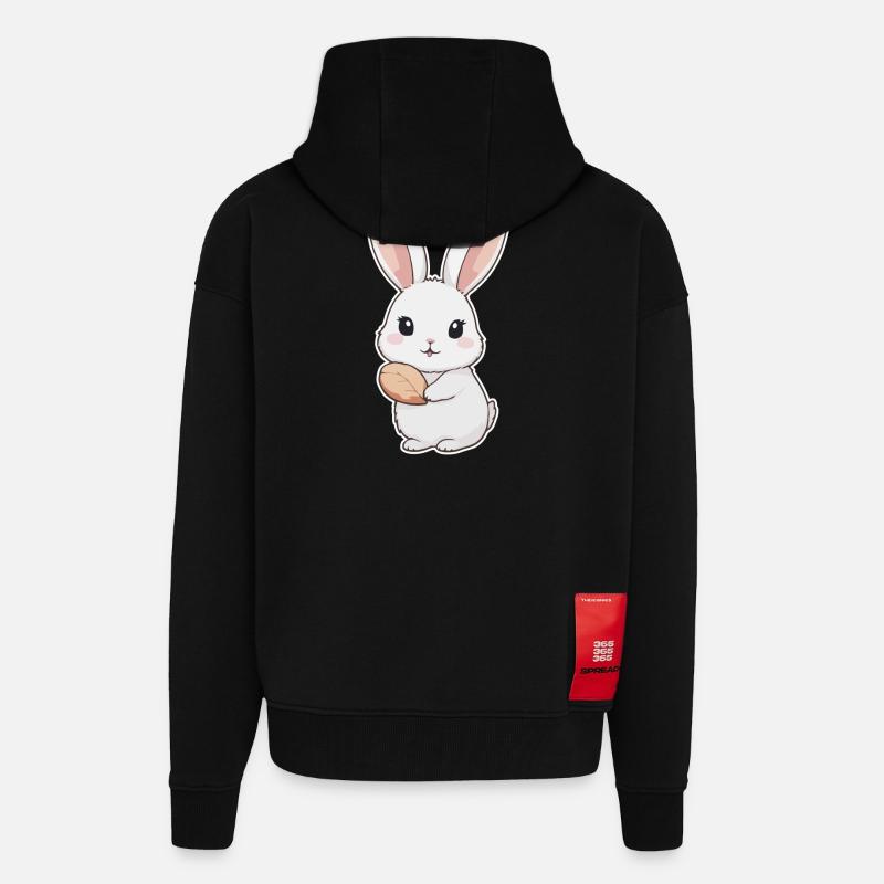 Lapin, Lapin, Lapin De Pâques - Veste à capuche bio épaisse oversize fabriqué en UE - SOLID BLACK