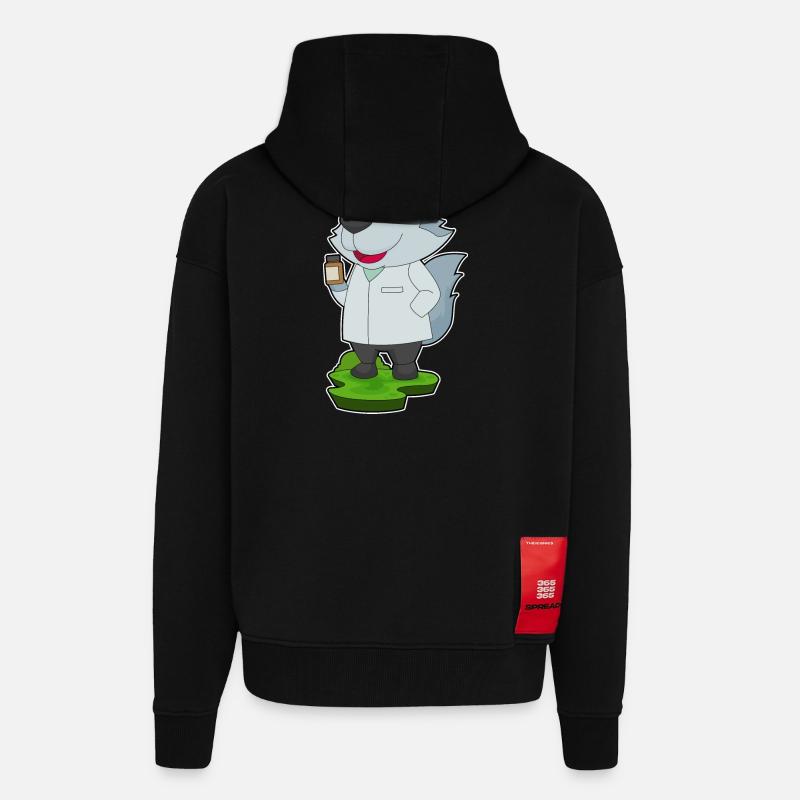 Médecine du Docteur Loup - Veste à capuche bio épaisse oversize fabriqué en UE - SOLID BLACK