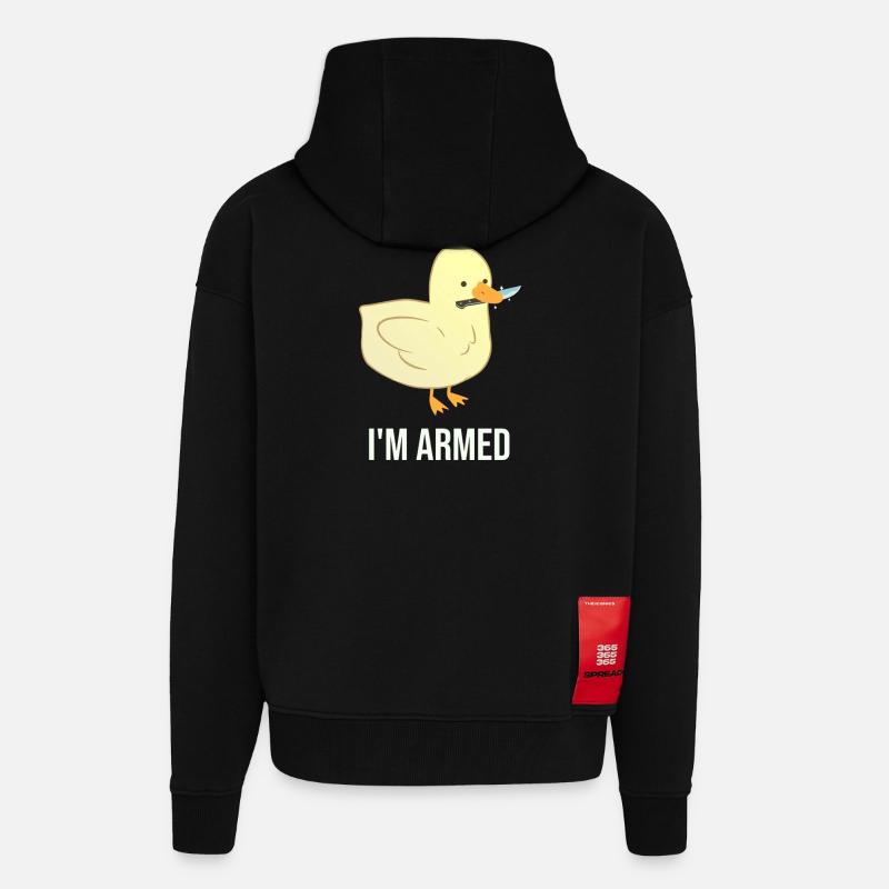 Duck dich weg, ich bin bewaffnet - Zip Hoodie - made by SPREAD - SOLID BLACK