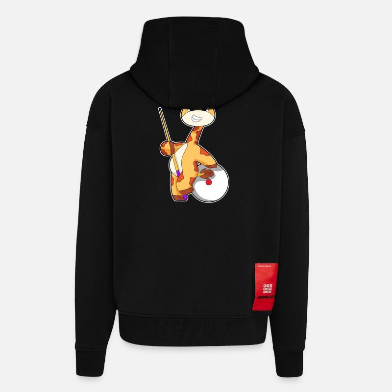 Giraffe Billiard Queue Sport - Zip Hoodie - made by SPREAD - SOLID BLACK
