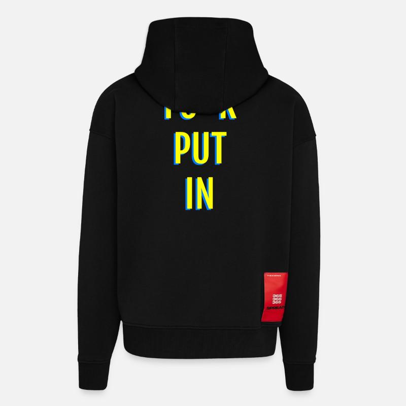 Provocative neon text graphics - Zip Hoodie - made by SPREAD - SOLID BLACK