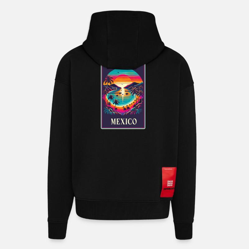 Jalisco Mexico palm tree design - Zip Hoodie - made by SPREAD - SOLID BLACK
