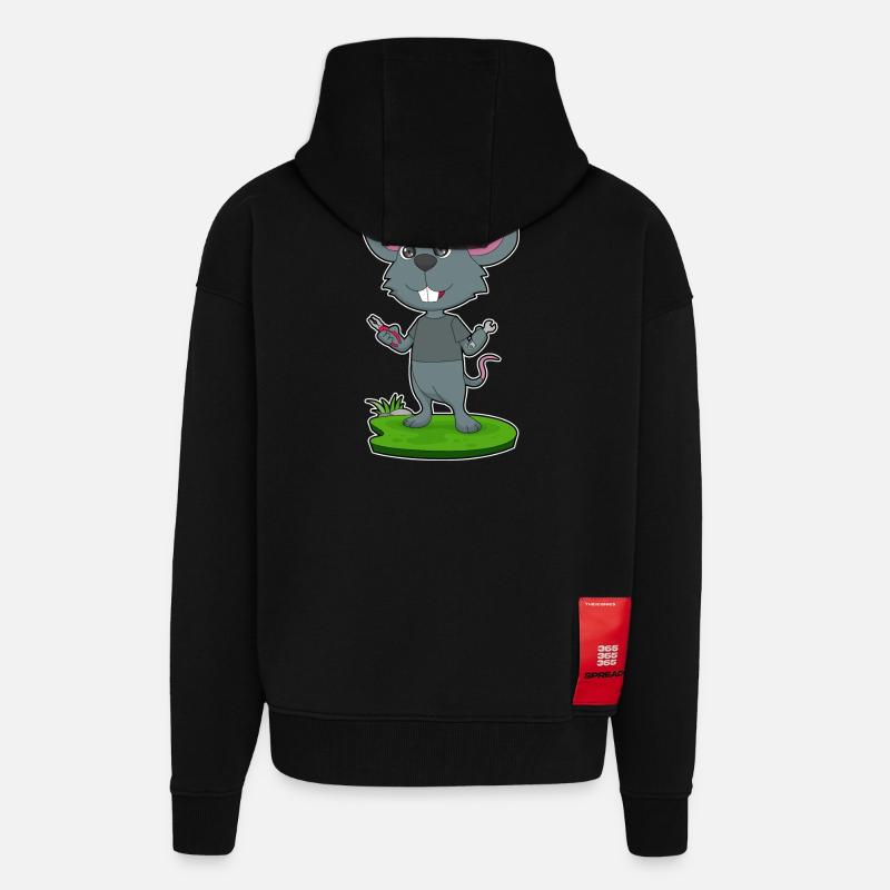 Pince Mouse Craftsman - Veste à capuche bio épaisse oversize fabriqué en UE - SOLID BLACK