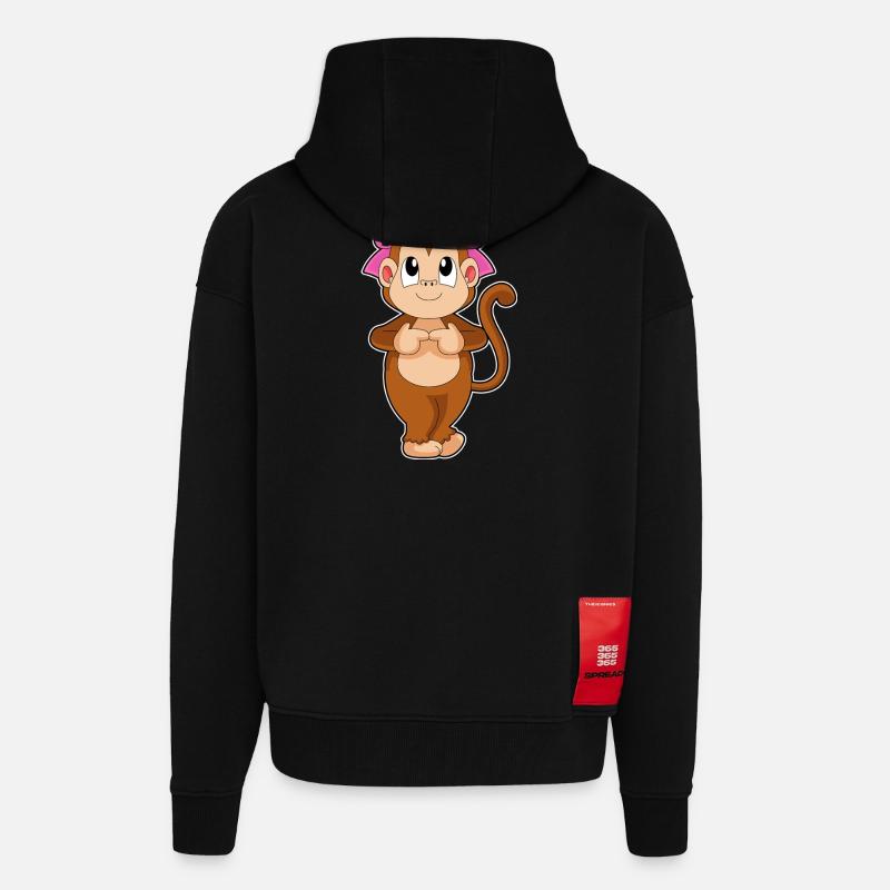Monkey Bow - Zip Hoodie - made by SPREAD - SOLID BLACK