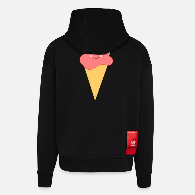 Eis Eiscreme Erdbeereis - Zip Hoodie - made by SPREAD - SOLID BLACK