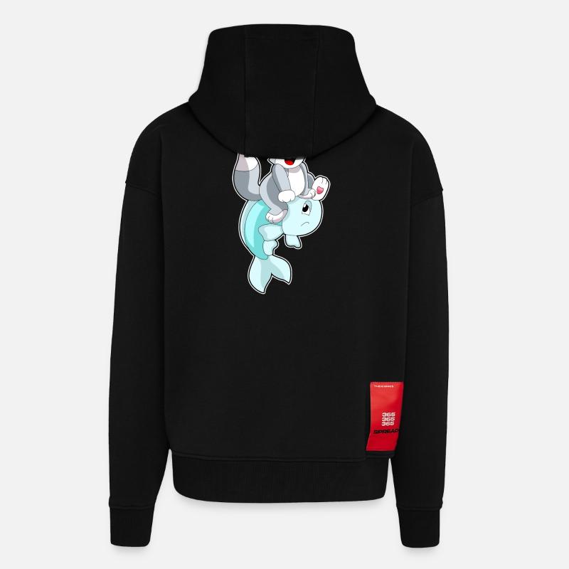 Poisson-chat - Veste à capuche bio épaisse oversize fabriqué en UE - SOLID BLACK