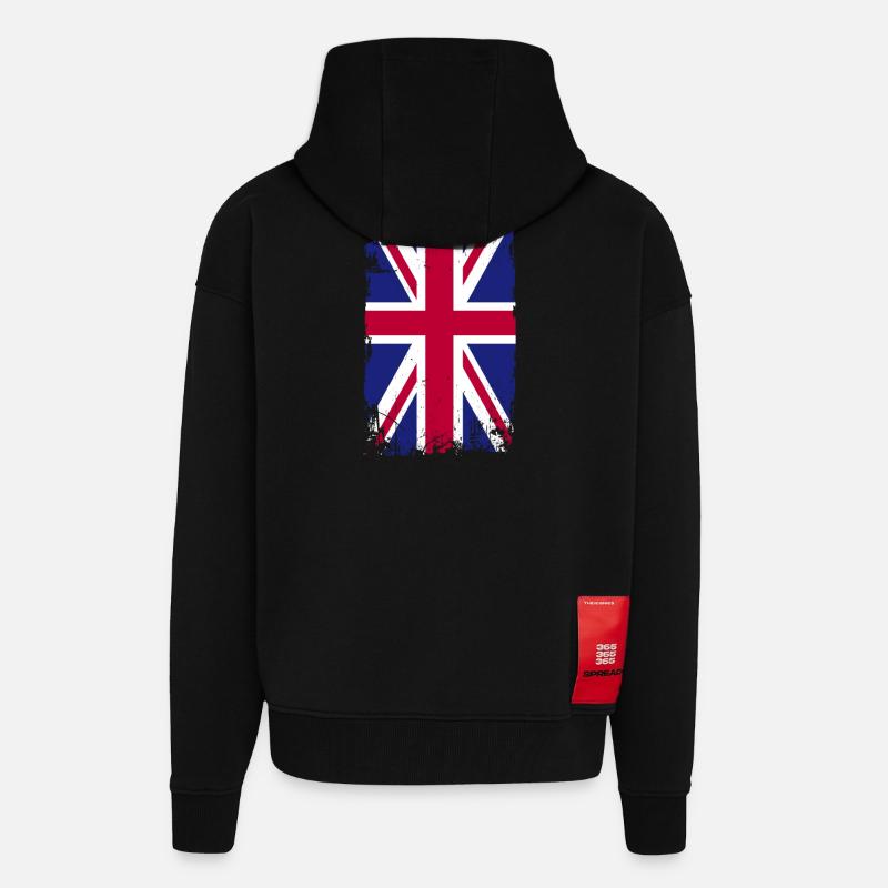 Grunge Union Jack Splash - Zip Hoodie - made by SPREAD - SOLID BLACK