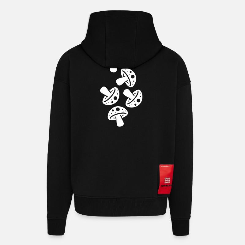 Champignons Champignon Crapaud - Veste à capuche bio épaisse oversize fabriqué en UE - SOLID BLACK