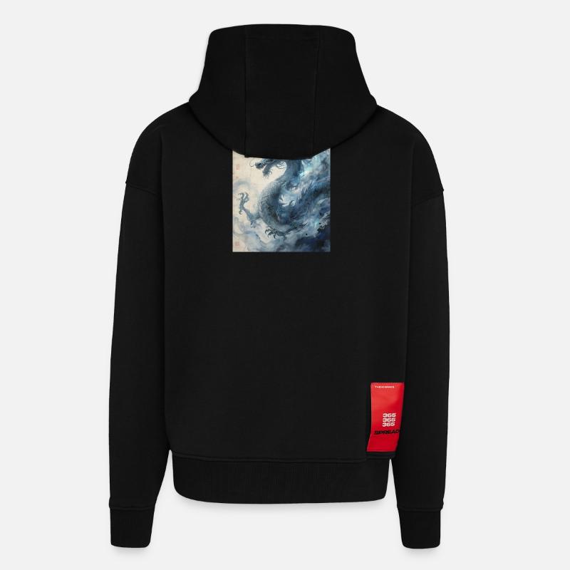 Die Sternennacht: Blauer Drache – Aether - Zip Hoodie - made by SPREAD - SOLID BLACK