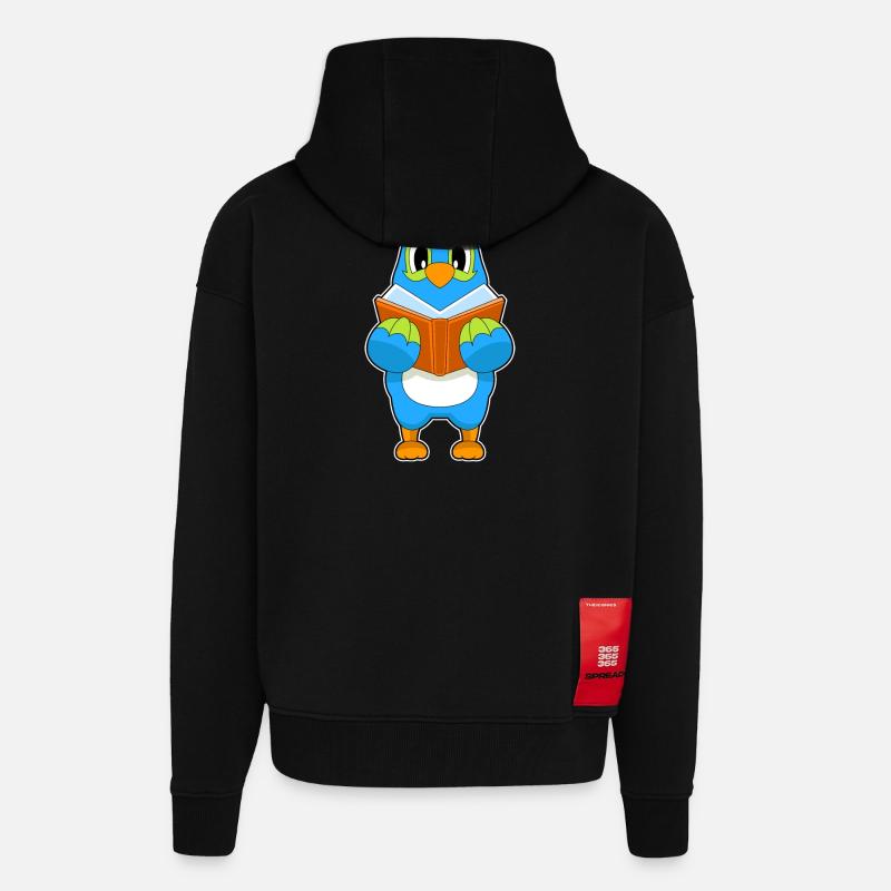 Parrot Reading Book - Zip Hoodie - made by SPREAD - SOLID BLACK