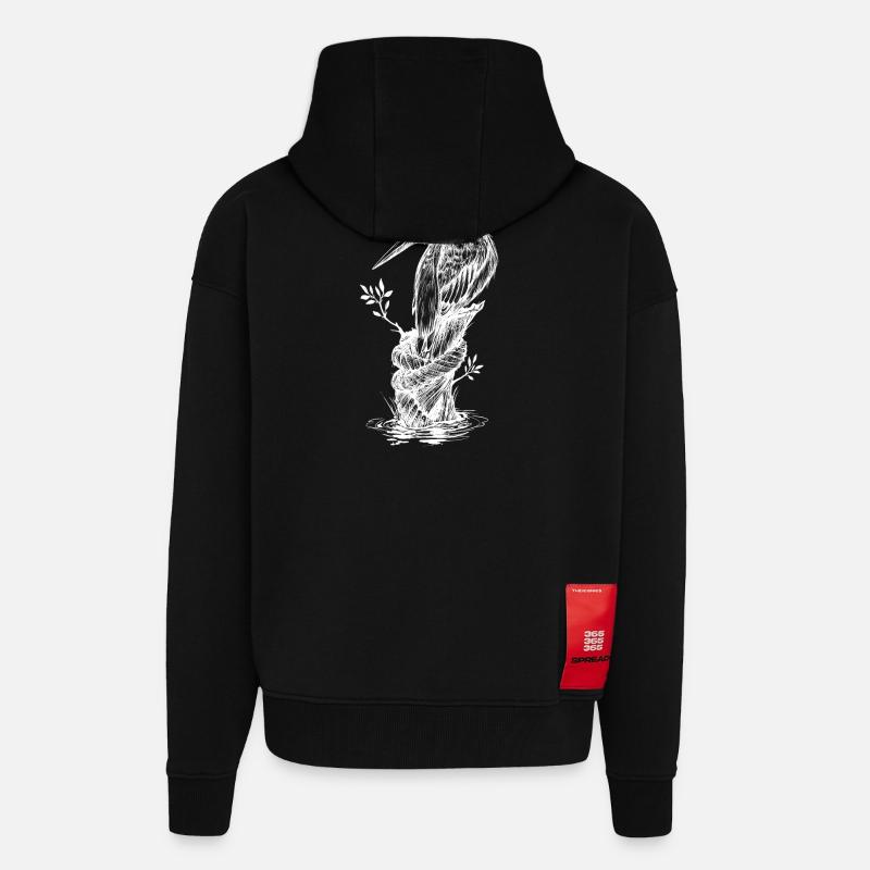 Martin-pêcheur Inversion - Veste à capuche bio épaisse oversize fabriqué en UE - SOLID BLACK