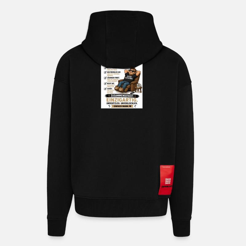 Mann: Einzigartig, unverwechselbar - Zip Hoodie - made by SPREAD - SOLID BLACK