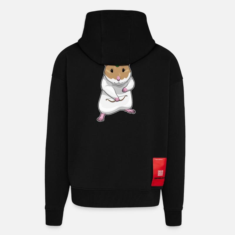 Hamster Bogenschütze Bogen - Zip Hoodie - made by SPREAD - SOLID BLACK