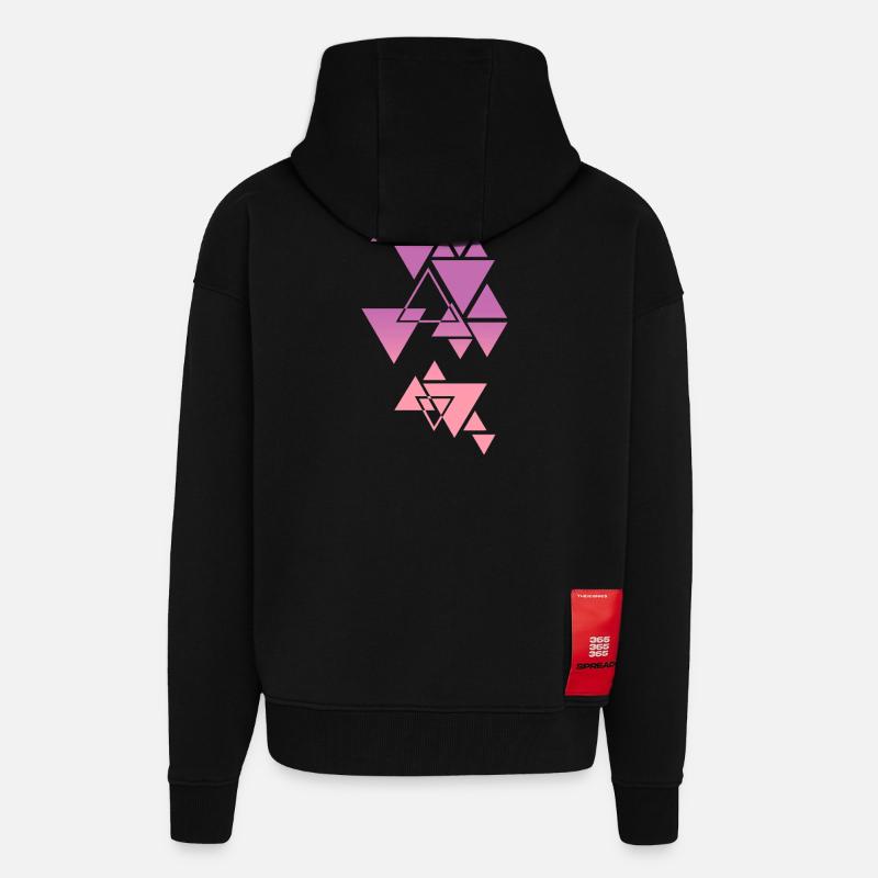 Gradient Triangle Pattern Pink - Zip Hoodie - made by SPREAD - SOLID BLACK