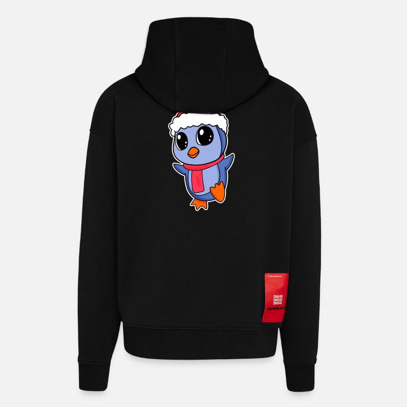 Penguin Christmas - Zip Hoodie - made by SPREAD - SOLID BLACK