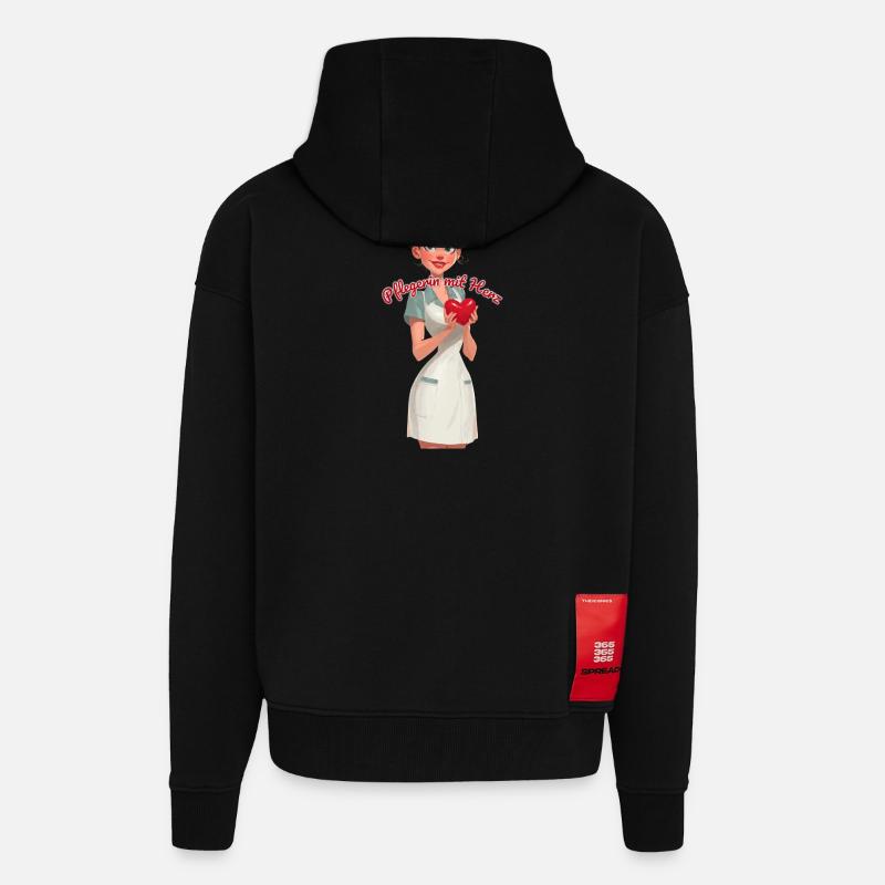 Pflegen mit Herz - Zip Hoodie - made by SPREAD - SOLID BLACK